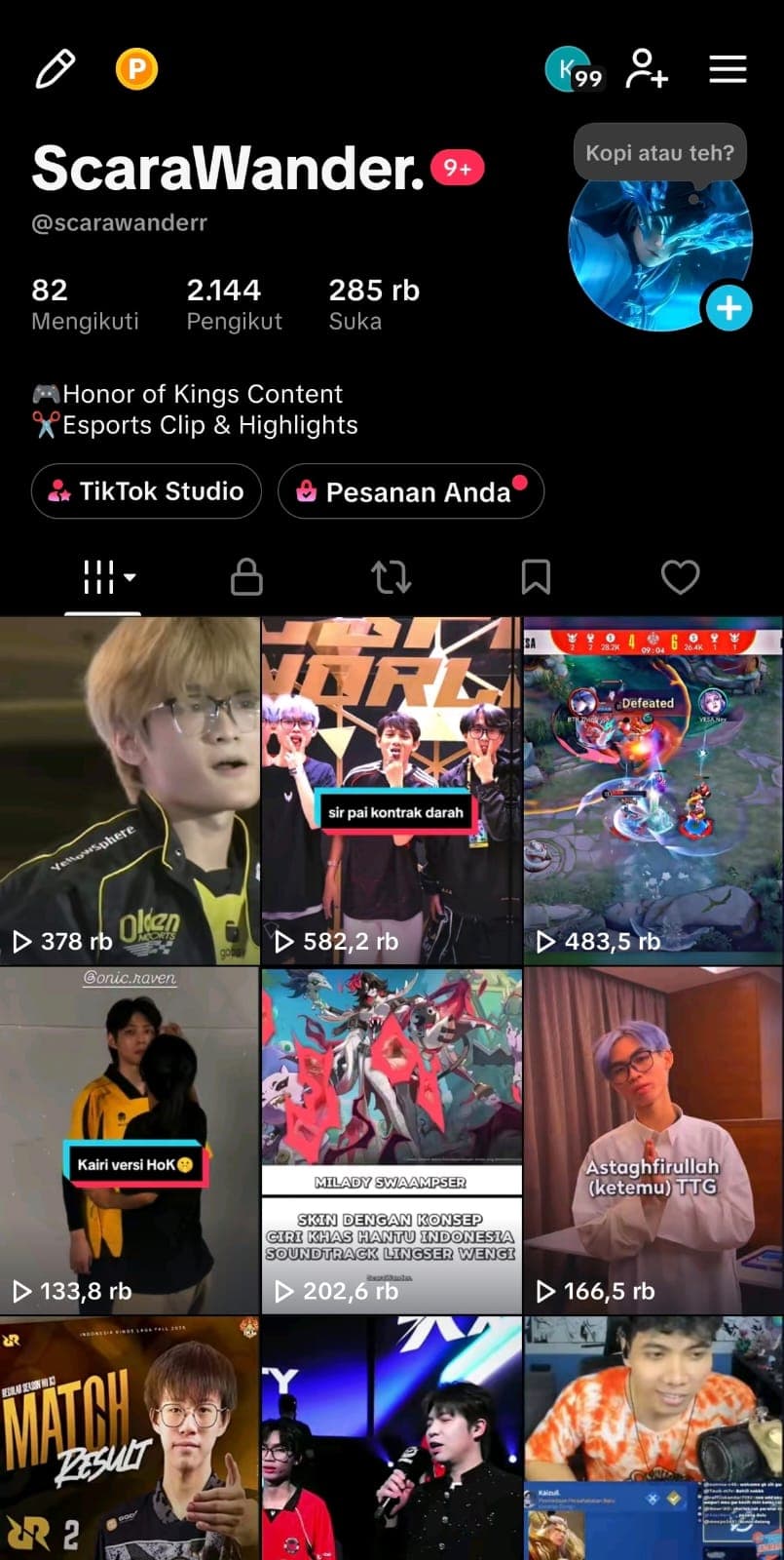 Tangkapan Layar Profil Resmi TikTok @scarawanderr